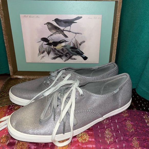 Keds Metallic Silver Sneakers Sz 8.5 - Picture 3 of 12